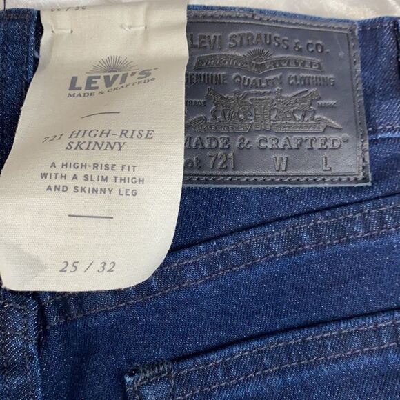 Levi's Made & Crafted High Rise‎ Skinny 721 Jeans With Knit Leg Trim 25/32 NWT - Picture 11 of 13